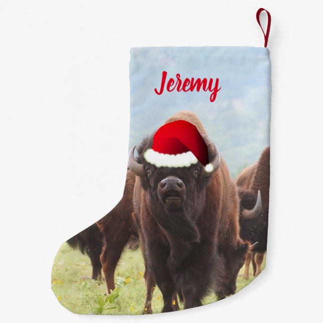 American Bison i Santa    HatSmall-julklapp Liten Julstrumpa (Baksidan)