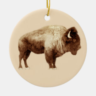 American Bison Julgransprydnad Keramik