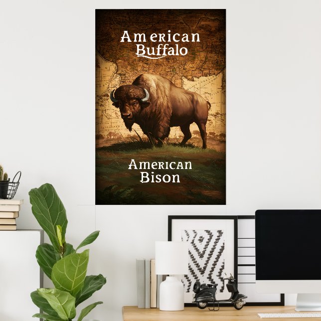 American Bison på Karta Poster (Hemmakontoret)