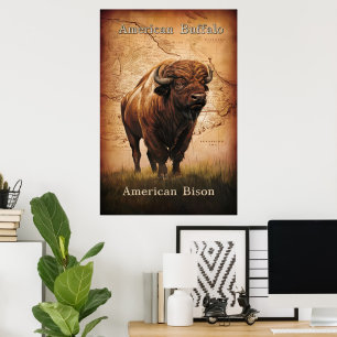 American Bison på Karta Poster