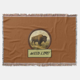 American Bison Saddle Brown Throw Blanket Filt