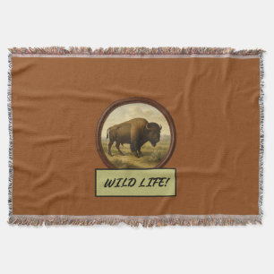American Bison Saddle Brown Throw Blanket Filt