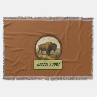American Bison Saddle Brown Throw Blanket Filt