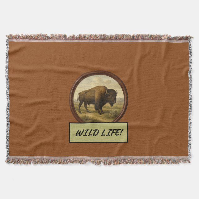 American Bison Saddle Brown Throw Blanket Filt (Framsidan)