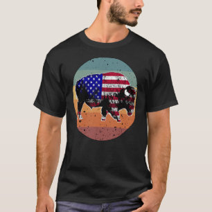 American Bison US National Park Flagga Silhouette T Shirt