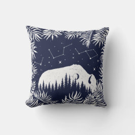 American Bison White Navy Star Galaxy Fern Hunting Kudde