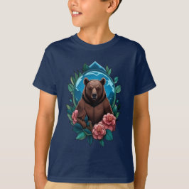 American Black Bear Surroded by Camellia T Shirt