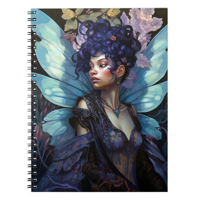 American Black Fairy Fantasy Art Anteckningsbok (Framsidan)