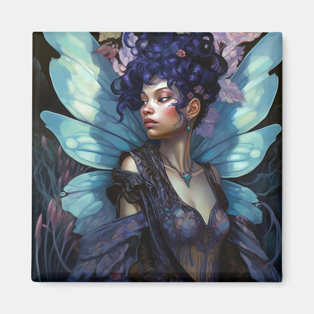 American Black Fairy Fantasy Art Magnet (Framsidan)