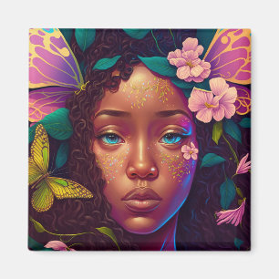 American Black Fairy Fantasy Art Magnet