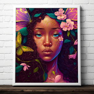 American Black Fairy Fantasy Art Poster