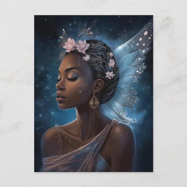 American Black Fairy Fantasy Art Vykort (Framsida)