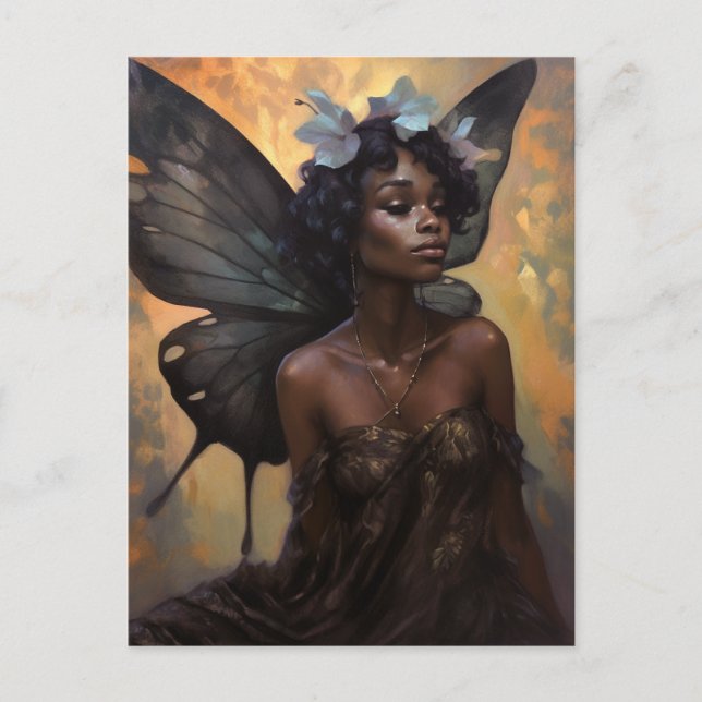 American Black Fairy Fantasy Art Vykort (Framsida)