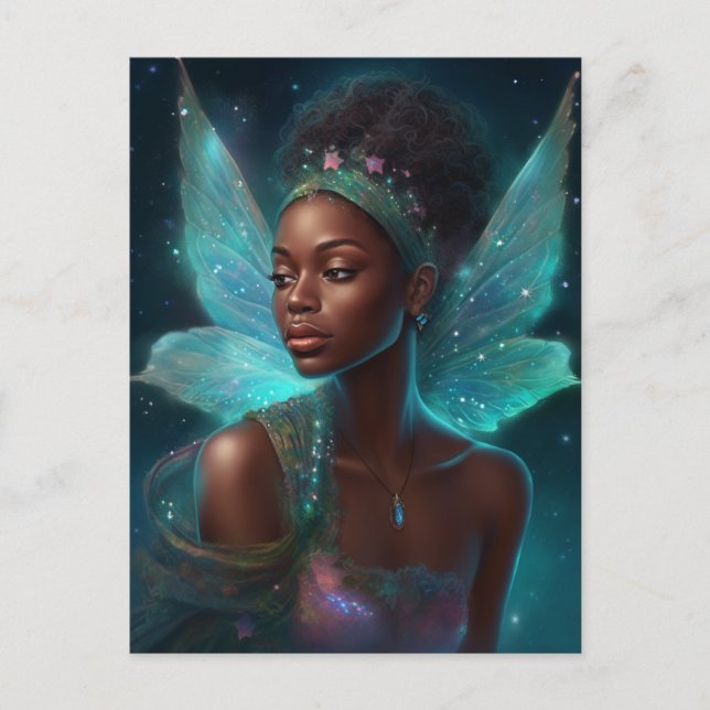 American Black Fairy Fantasy Art Vykort (Framsida)
