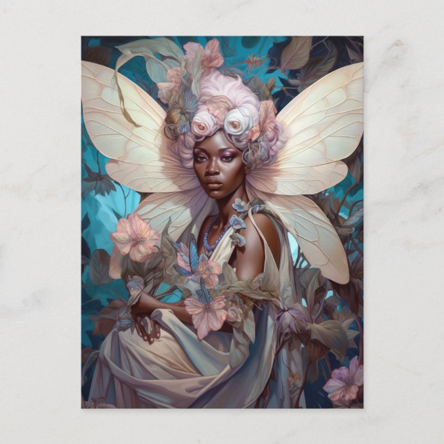 American Black Fairy Fantasy Art Vykort (Framsida)