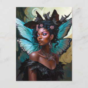 American Black Fairy Fantasy Art Vykort