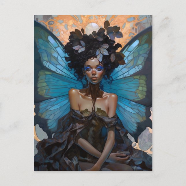 American Black Fairy Fantasy Art Vykort (Framsida)
