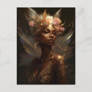 American Black Fairy Fantasy Art Vykort