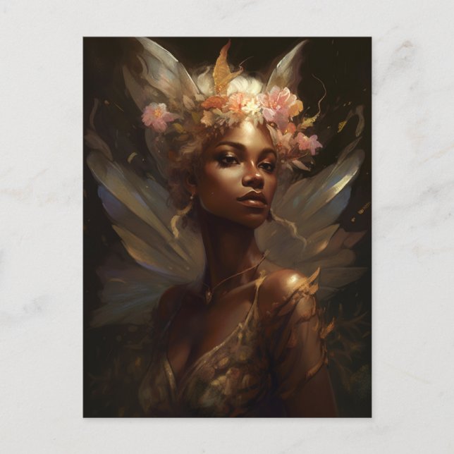American Black Fairy Fantasy Art Vykort (Framsida)