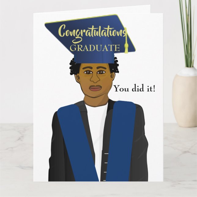 American Black Male Grad Student Card Kort (Framsida)
