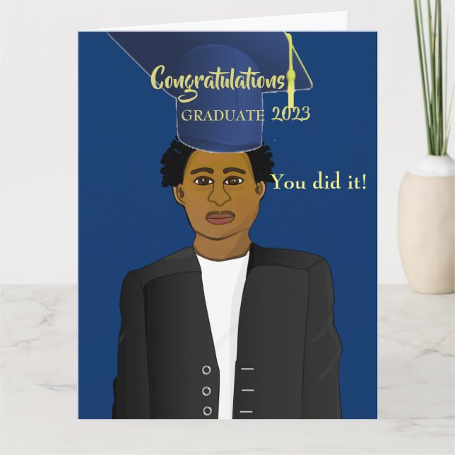 American Black Male Grad Student Card Kort (Framsida)