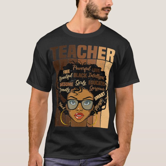 American Black Teacher Retro Black History T Shirt (Framsida)