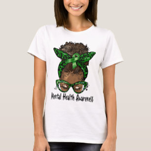 American Black Woman Mental Health Awarene T Shirt