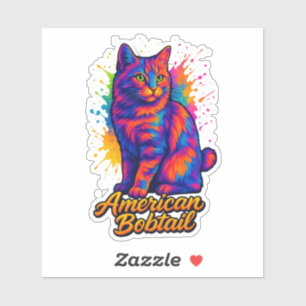 American Bobtail Pop Art Cat Colorful Neon Klistermärken