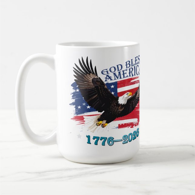 American Bold Eagle God Bless America 250 Years Kaffemugg (Vänster)
