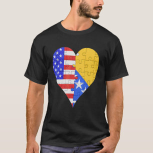 American Bosnian Flagga Heart T Shirt