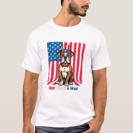 American Boxer Red White & Woof T Shirt
