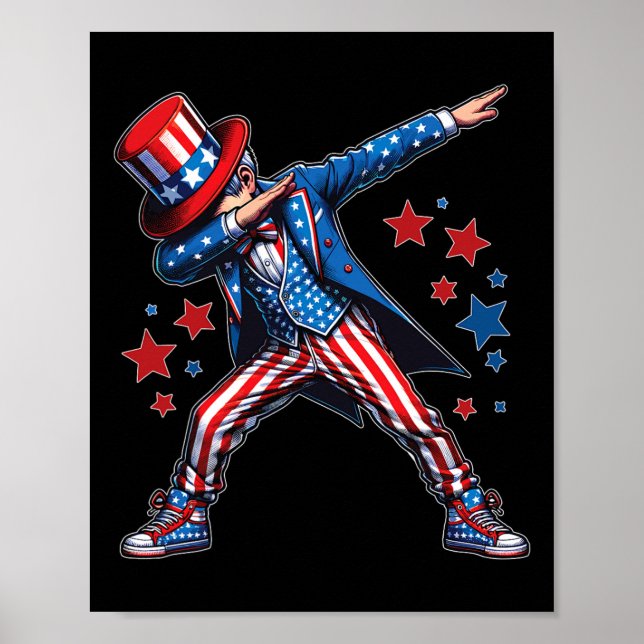 American Boy Dabbing Patriotic 4:e juli Kids Poster (Framsidan)