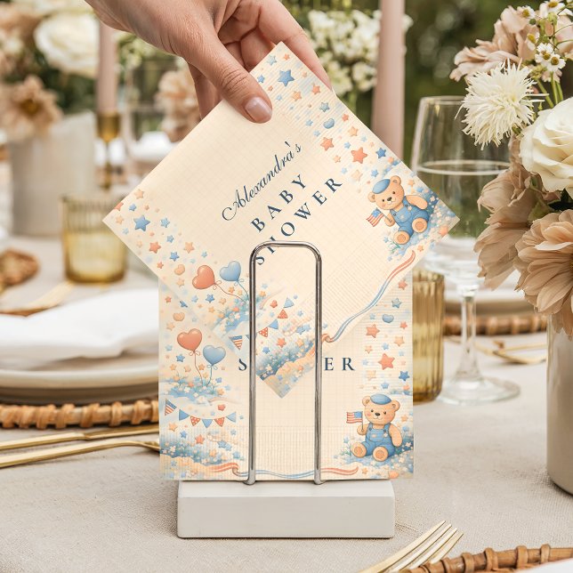 American Boy Red White Blue Baby Shower Pappersservett (Skapare uppladdad)