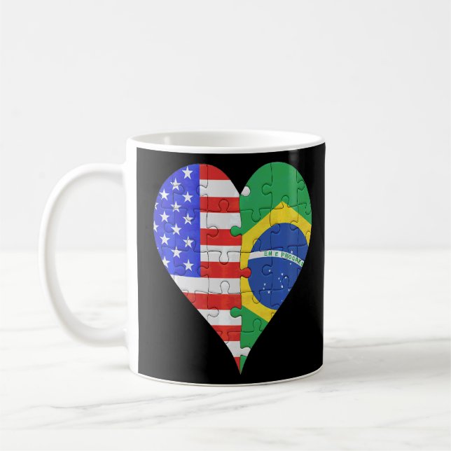 American Brazilian Flagga Heart Kaffemugg (Vänster)
