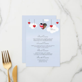 American British 4 Course Bröllop Menu Meny