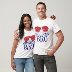 American Bro Patriotiska Aviator Solglasögon 4:e J T Shirt
