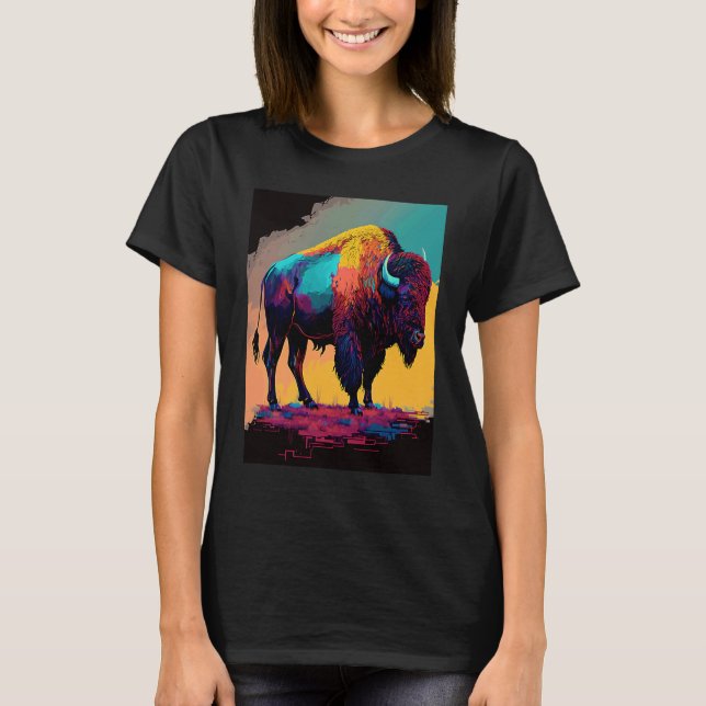 American Buffalo Animal Pop Bison Grilling   1 T Shirt (Framsida)