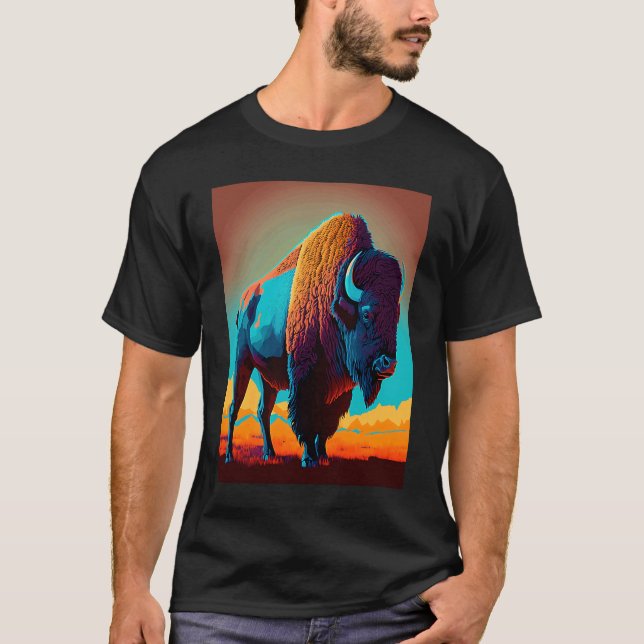 American Buffalo Animal Pop Bison Grilling   3 T Shirt (Framsida)