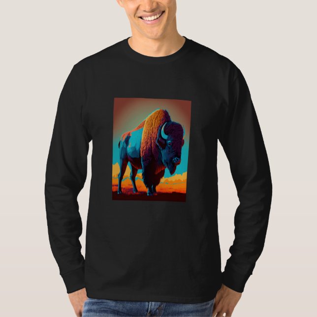American Buffalo Animal Pop Bison Grilling  3 T Shirt (Framsida)