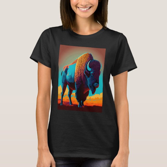 American Buffalo Animal Pop Bison Grilling   3 T Shirt (Framsida)