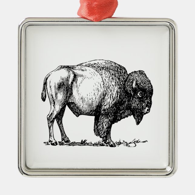 American Buffalo Bison Julgransprydnad Metall (Framsidan)