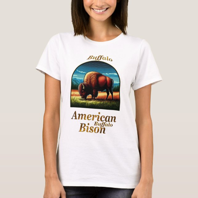 American Buffalo Bison T Shirt (Framsida)