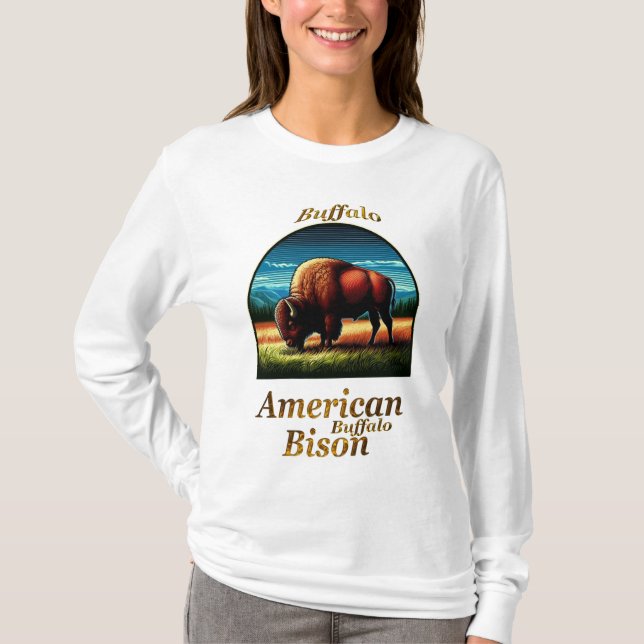 American Buffalo Bison T Shirt (Framsida)