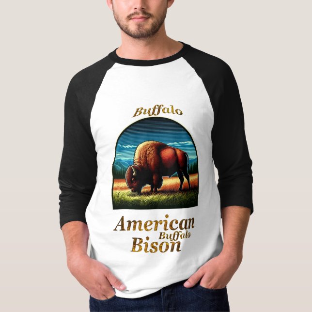American Buffalo Bison T Shirt (Framsida)