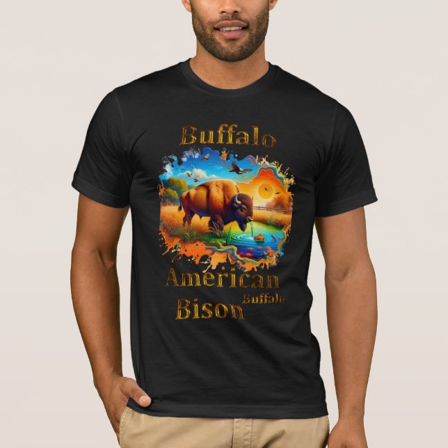 American Buffalo Bison T Shirt (Framsida)