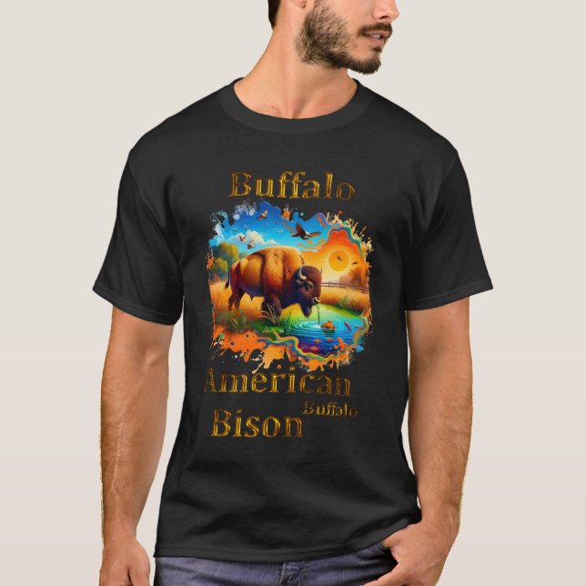 American Buffalo Bison T Shirt (Framsida)