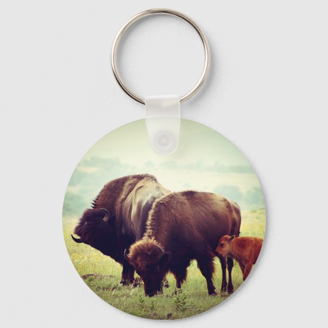American Buffalo-familjen (Bison) Nyckelring (Framsida)