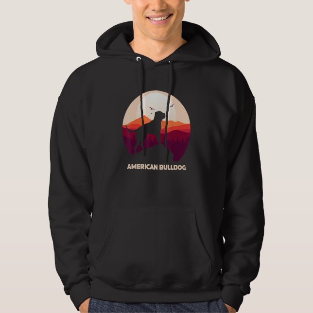 American Bulldog and Moon Halloween Hoodie (Framsida)