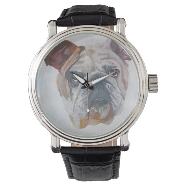 American Bulldog Artistic Pet Porträtt Armbandsur (Framsida)