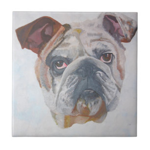 American Bulldog Artistic Pet Porträtt Kakelplatta